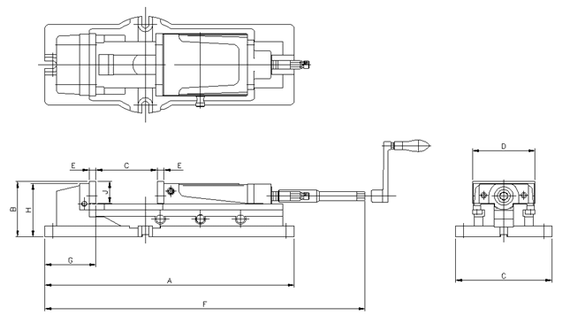 dimenion drawing of autowell high pressure mechanical vises