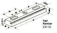 dimension drawing of a Miter-Bite clamp bar