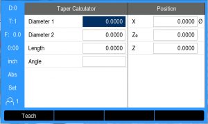 DRO200 Taper Calculator