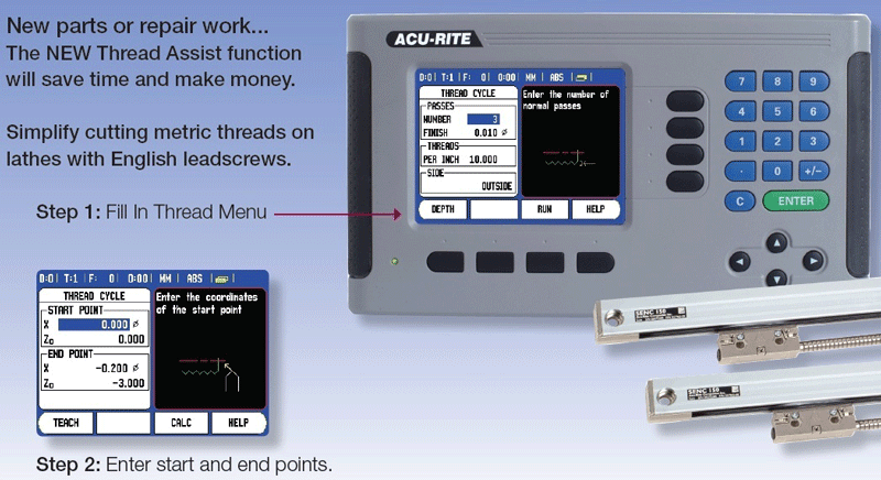 Acu-rite thread cutting display