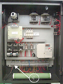 Picture of the electronics panel for wiring the Cyclematic CTL27EVS lathe