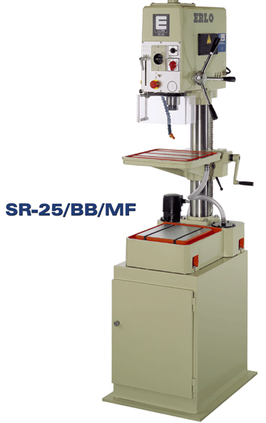 Erlo SR-25 drill on cabinet base with fixed intermediate table