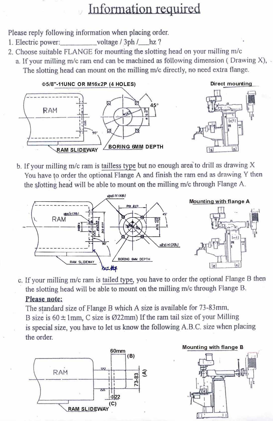 drawings for mill flanges for the Tarng slotting head