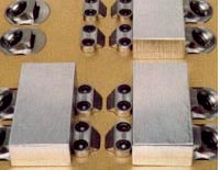 an example of Mitee-Bite low profile dyna-force clamps in a fixture