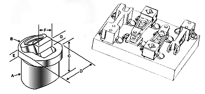 dimensioned drawing of Mitee-Bite low profile dyna-force fixture clamps