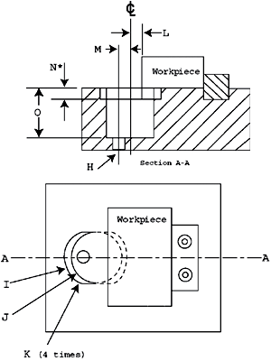 drawing of locating holes for Mitee-Bite dyna-force low profile fixture clamps