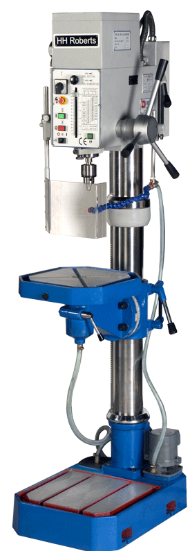 Shanghai Z5025 drill press shown with optional coolant and square table