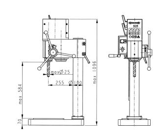 dimensions of Strands S25B drill press