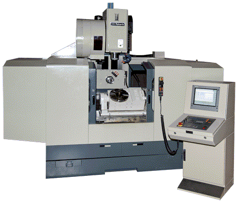 The HH Roberts horizontal vertical machining center with rotating and tilting table giving it 6 1/2 axes. 