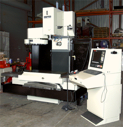 The HH Roberts horizontal vertical machining center with horizontal spindle in the high and extended position