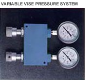 vise pressure control valves on Mega twin column saws