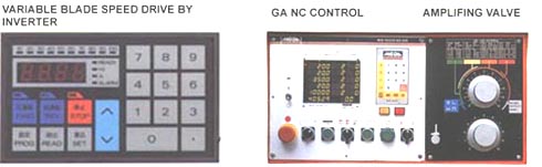 CNC control, vari-speed drive and Amplifying valve contol panels on Mega automatic bandsaws